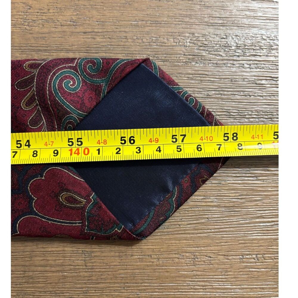 Vintage Kenneth Gordon New Orleans Silk Paisley Tie Burgundy Green Hand Sewn USA - Picture 6 of 6